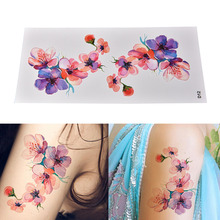 Водостойкая тату-наклейка «Орхидея» для женщин 2024 - купить недорого