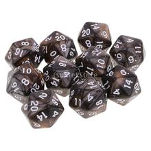 10 pçs 20 face dados d20 poliédricos dados para masmorras e dragões mesa jogos café cinza