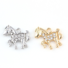 Pingente de cavalo de cristal 18*22mm, berloque de prata pendente, joias diy, achados, colar para pulseira 2024 - compre barato
