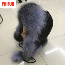 2020 Women Natural Real Fox Fur Hat Winter Ushanka Bomber Cap Russia Snow Wind Thick Warm Fur With Real Sleepskin Leather Caps 2024 - buy cheap