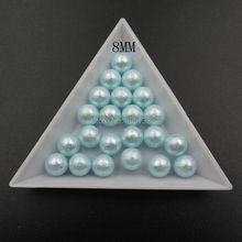 CP-11 3D 50pcs/bag 8mm Light Blue Ball Pearl Nail Art Decoration with holes 2024 - buy cheap