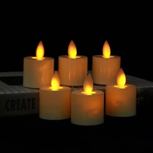 set of 6 Flameless TeaLight LED Votive Candle 3.7cm(Dia)*4.8cm(H) Ivory Swinging Dancing Moving Wick Home Wedding Party-Amber 2024 - buy cheap