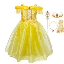 Findpitaya-vestido infantil de fantasia da bela e a fera, roupas de verão para cosplay, halloween e festas 2024 - compre barato