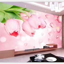 Papel de parede Personalizado grande upscale beibehang tulipa romântico quarto sala sofá TV fundo da parede pintura decorativa 2024 - compre barato