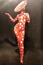 2020 Women New Stage Wear Red Sexy Jumpsuit 3D Printed White Big Dot Bodysuit Without Party Celebrate Show Performance Dancer 2024 - buy cheap