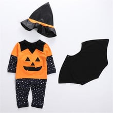 Halloween Meninos Das Meninas Do Bebê Manga Longa Roupas + calça + Chapéu de Abóbora + manto Outfit Carnaval Traje Cosplay 2024 - compre barato