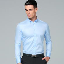 Мужская рубашка с длинным рукавом, однотонная Классическая деловая Классическая рубашка, весна 2021 2024 - купить недорого
