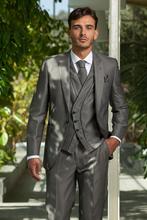 Novidade terno noivo cinza claro com lapela de padrinho casamento/jantar padrinho (jaqueta + calça + gravata + colete) b364 2024 - compre barato