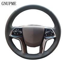 GNUPME DIY Genuine Leather Hand-Stitched Black Car Steering Wheel Cover for Cadillac XT5 XTS SRX CT6 Interior Accessories 2024 - buy cheap