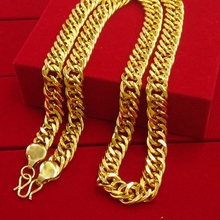 Corrente curb, colar com preenchimento de ouro amarelo, masculino enorme, bom presente 24 polegadas, 10mm 2024 - compre barato