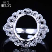 HELON Solid 14k White Gold 0.3ct Natural Diamonds Engagement Wedding Semi Mount Ring Setting 10x12mm Oval Cut / 11mm Round Cut 2024 - buy cheap