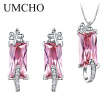 UMCHO-Conjuntos de joyas de plata de ley 925 pura para mujer, collar de mariposa de Piedra Rosa, pendientes de botón, joyería de compromiso de boda 2024 - compra barato