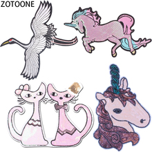 ZOTOONE, parches de unicornios con lentejuelas para ropa, parche bordado, coser en ropa, grúas, decoraciones, aplicaciones de parches de hierro 2024 - compra barato