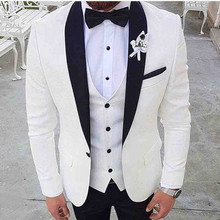 Custom Made Wedding Suits For Men White Formal Groom Tuxedos Slim Fit Prom Groomsmen Suit Men Tuxedo (jacket+pant+vest) costume 2024 - buy cheap