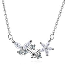 New Simple Fashion Exquisite Beautiful Butterfly Silver Plated Jewelry Temperament Flower Crystal Pendant Necklaces XZN052 2024 - buy cheap