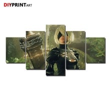 Nier automata 2b 5 painéis de tela de impressão de arte pinturas para decoração de quarto a1874 2024 - compre barato