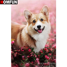 HOMFUN Full Square/Round Drill 5D DIY Diamond Painting "Dog flower" Embroidery Cross Stitch 5D Home Decor Gift A14817 2024 - buy cheap