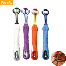 Petshy Pet Dog Toothbrush Three Sided Teeth Care Cleaning Brush Non-slip Handle Perfect Cleaning Mouth Dog Cat Cleaning Supplies 2024 - buy cheap