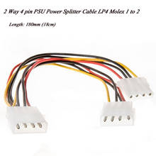 18cm 2 Way 4 pin PSU Power Splitter Cable LP4 Molex 1 to 2  Y adapter For Computer Drop Shipping 2024 - buy cheap