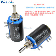 2pcs WXD3-13-2W WXD3-13 2W Wirewound Potentiometer 100R 470R 1K 4.7K 10K 22K 47K 100KΩ Ohm 10 Turns Linear Rotary Potentiometer 2024 - buy cheap