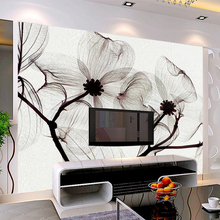 Custom Mural Wallpaper 3D Non-woven Black And White Flower Hand Painted Paintings Living Room Sofa TV 3D Wall Murals Wallpaper 2024 - buy cheap