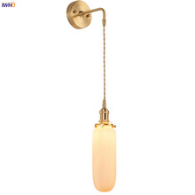 Lámpara de pared de cobre y cerámica nórdica IWHD, luz para espejo de baño, accesorios de luces de pared de estilo japonés moderno, para sala de estar 2024 - compra barato