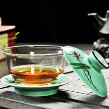 Hand Painted Tea Set Gaiwan Heat Resistant Glass Kung Fu Tea Set Tureen Tea Bowl Health Flower Tea Cup Ceramic Lid and Saucer 2024 - buy cheap