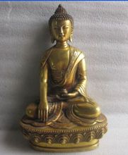 7,8 дюйма/Изысканная Древняя китайская скульптура позолоченная медная статуя Будды 2024 - купить недорого