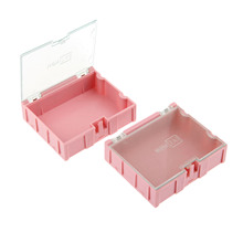 DRELD-caja de almacenamiento de plástico para joyería, estuche electrónico, caja de herramientas, color rosa, 75x63x21mm, SMD, 2 uds. 2024 - compra barato