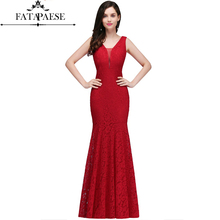 Red Lace Mermaid Evening Dresses 2019 Sexy V-Neck Formal Evening Gowns Long Party Dresses vestido de festa 2024 - buy cheap