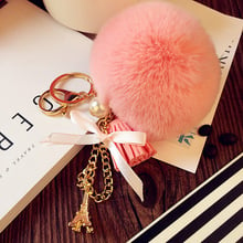 Cute plush hair ball keychain Rabbit Fur Pendant Plush Ball Keychain phone Keychain 2024 - buy cheap