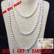 REAL PEARL 8-9mm Pearl Size 100% Genuine Real Freshwater Cultured Long Pearl Necklace Fashion for Nice Lady Female Gift Hot Sale 2024 - buy cheap