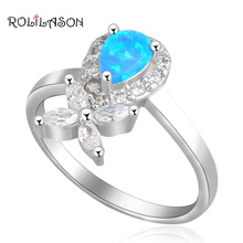 Wonderful style design Blue fire Opal silver plated Zirconia Rings fashion jewelry USA size #7.5 #6.75 #7.75 OR453 2024 - buy cheap
