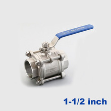 High quality Type three stainless steel switch ball valve 1 1/2 inch BSP female thread DN40 SS304 201 316 2 way water ball valve 2024 - buy cheap