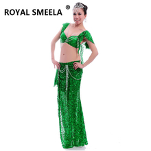 Women belly dance costume sequin dance dress belly dancing clothes dance wear shiny bling dancing bra+ maxi skirt dancer outfit 2024 - buy cheap