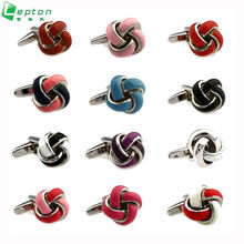Promotion Fashion Knot Cufflinks Custom Design Glue 12 Color Knot  cuff links Suit Casual Press cuff links for mens Wholesale 2024 - buy cheap