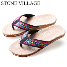 High Quality The New Summer Home Slippers Indoor Shoes Flax Slippers Non-Slip Bohemian  Flip Flop Women  Slippers  Size 35-40 2024 - buy cheap