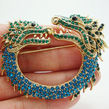 New Vintage Style Double Faucet Animal Brooch Pin Blue Rhinestone Crystal 2024 - buy cheap