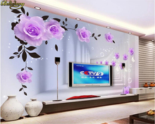 Beibehang flor tv fundo papel de parede murais pano de fundo personalizado 3d grandes murais quarto cama fundo dos desenhos animados 2024 - compre barato