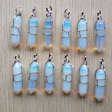 Wholesale 12pcs/lot fashion opal stone pillar shape point Chakra charms pendants 8x32mm for jewelry making free shipping 2024 - купить недорого