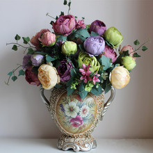 Flores artificiales de seda europea, 1 ramo de peonías, decoración para fiesta en casa, Patriarca 2024 - compra barato