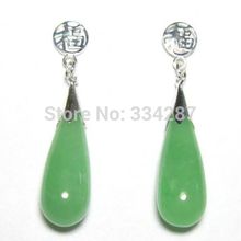 brinco wedding wholesale good Genuine Natural Green gem 925  Good Fortune Post Earrings for women sterling--jewelry 2024 - buy cheap