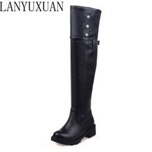 LANYUXUAN Winter Boots Super Size 30- 52 Women Over Knee Wedge Boots Woman Snow Botas Fashion Warm Boot Footwear Shoes X-01 2024 - buy cheap
