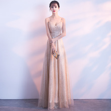 Женское вечернее платье Emily, длинное платье золотого цвета, 2019 2024 - купить недорого