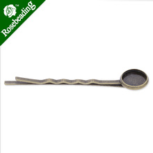 10mm Antique Bronze Plated Brass Bobby Pin,length is 58mm,with 10mm round bezel,bobby pin,bobby blanks,sold 50pcs/lot-C3480 2024 - buy cheap