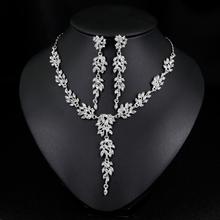 Conjunto de joyería con diamantes de imitación para mujer, aretes, collar, boda, novia, regalo para Año Nuevo 2024 - compra barato