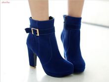 Botines de tacón alto para mujer, botas con plataforma y cordones, talla grande, color negro y azul, Otoño e Invierno 2024 - compra barato