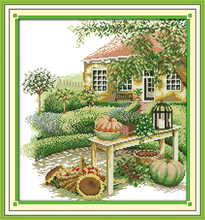 Green home cross stitch kit lanscape garden 14ct 11ct count printed canvas stitching embroidery DIY handmade needlework 2024 - buy cheap