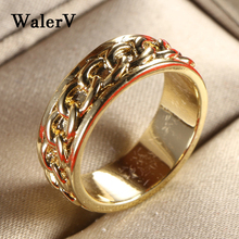 WalerV-anillo clásico con forma de cadena para hombre y mujer, joyería Retro, Color dorado, regalo de aniversario de boda 2024 - compra barato