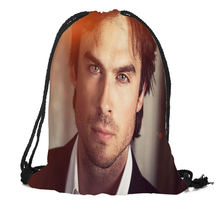 Personalizado ian somerhalder mochilas viagem softback masculino feminino cordão mochila escola meninas mochilas 2024 - compre barato